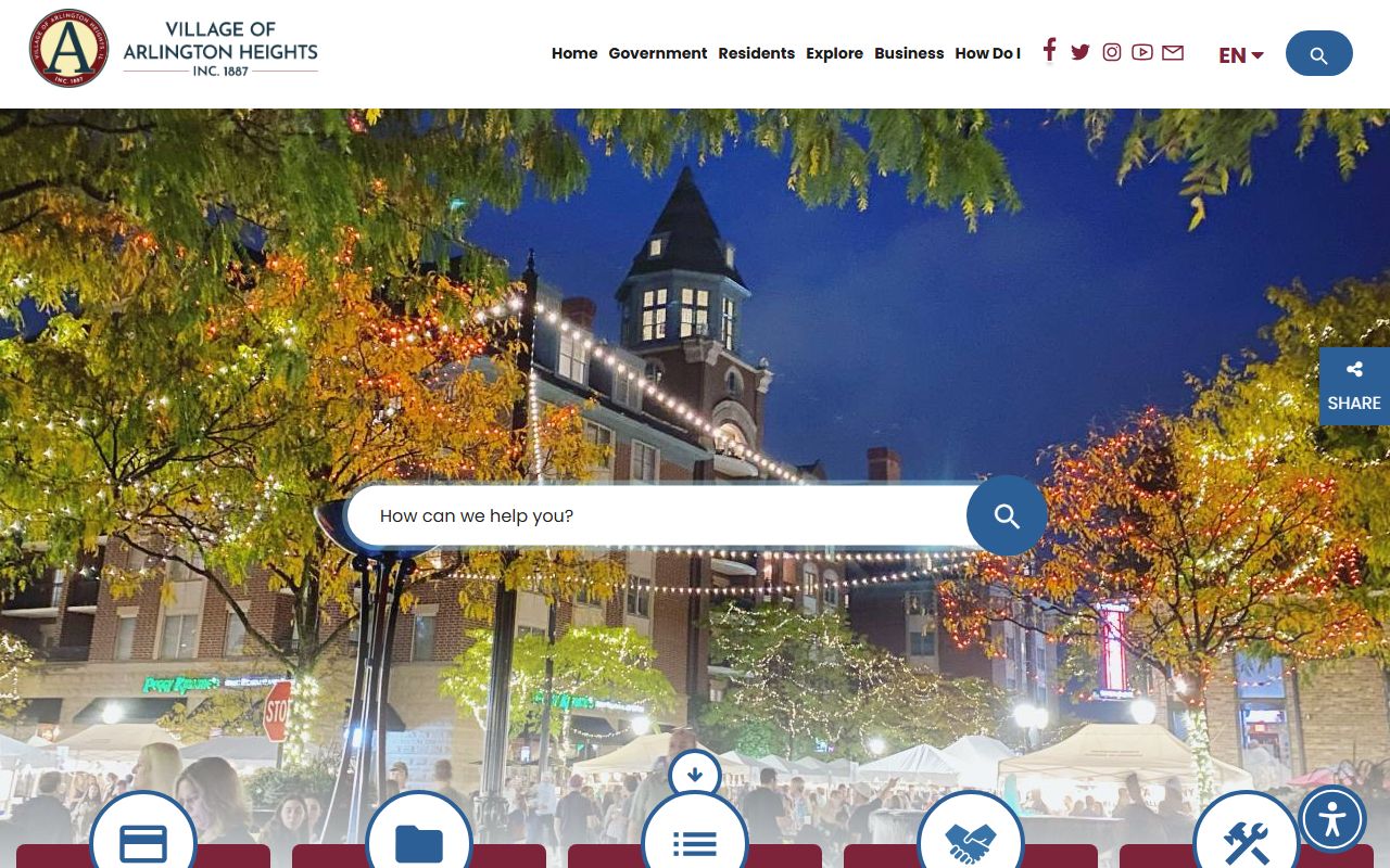 Village of Arlington Heights website for 72 hour booking
