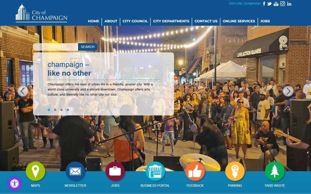 City of Champaign government website for 72 hour booking