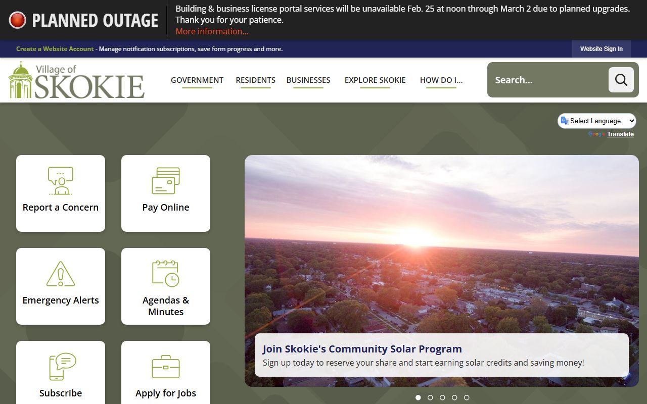 Village of Skokie website for 72 hour booking
